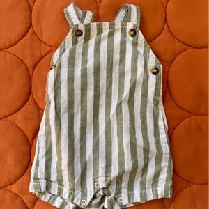 Carter's Green Striped Shortalls Baby size 6M